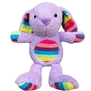 Animal Adventure Bunny Plush Rainbow Belly, Ears, Paws 12” Purple Rabbit